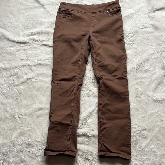 Up! Pants Brown Slim Fit Stretch Trousers | 69% Cotton | Pull-On Mid Rise Pants - Picture 1 of 7